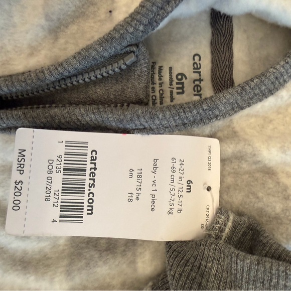 Cartier Gray and Cream Striped Kids Footie - Picture 3 of 4